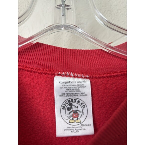 Vintage 90's Mickey & Co Size XL Red Embroidered Mickey Mouse Sweatshirt - Picture 4 of 4